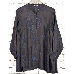 INJIRI 100% Silk Shekhawati Tunic Designer Bohemian Artisanal Artwear Medium